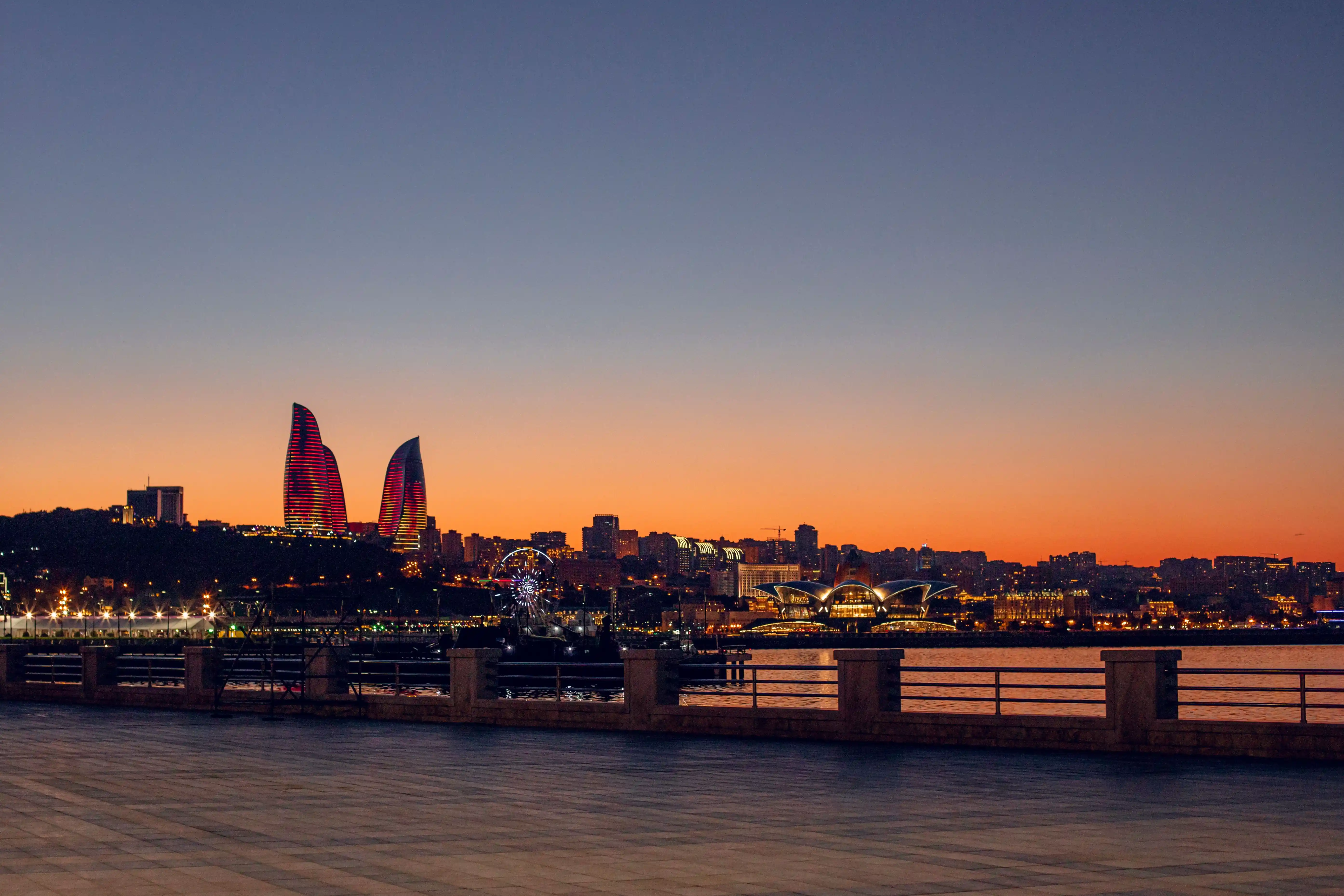 Baku waterfront at night