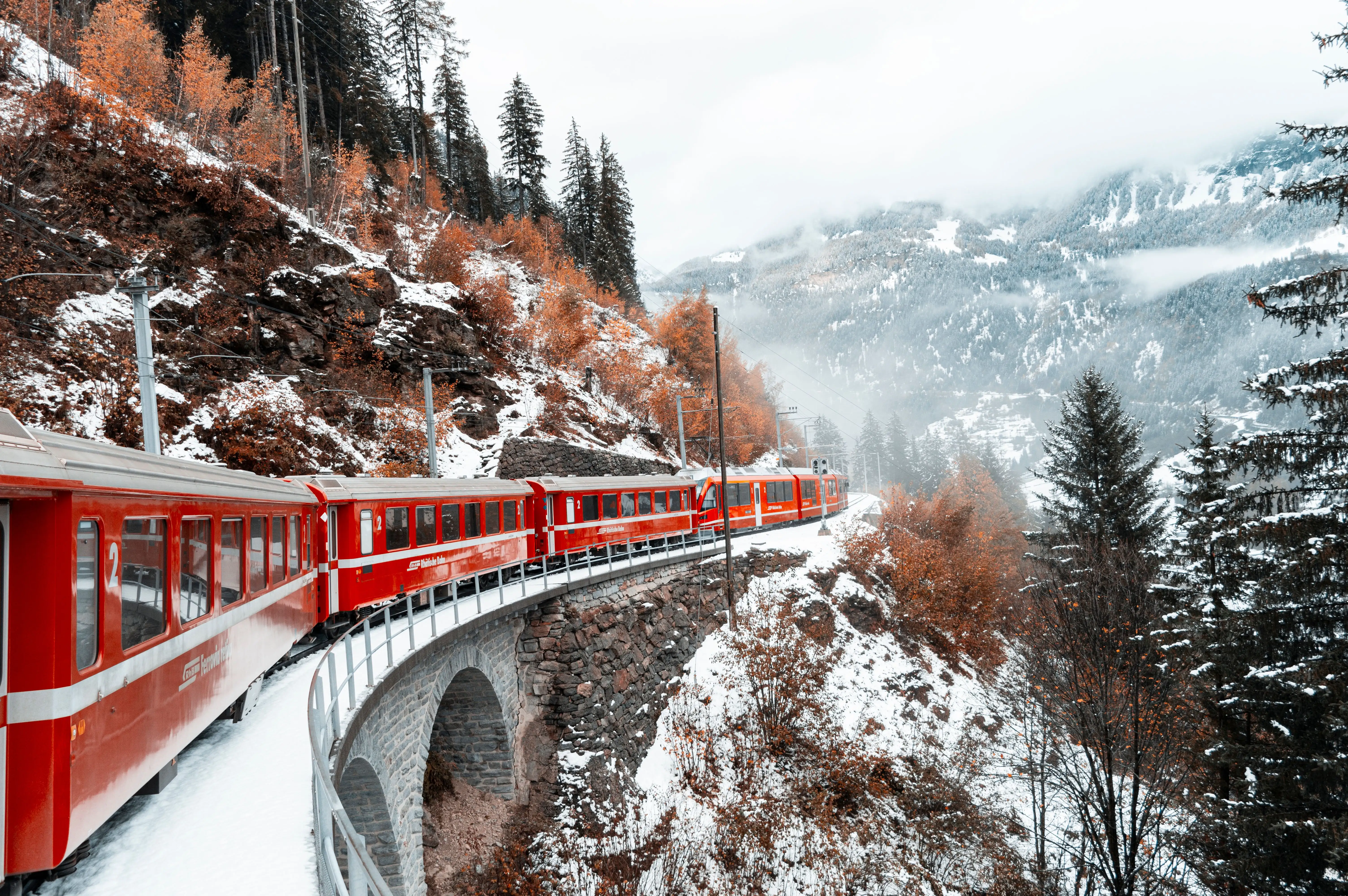 Swiss Alps scenic train journey