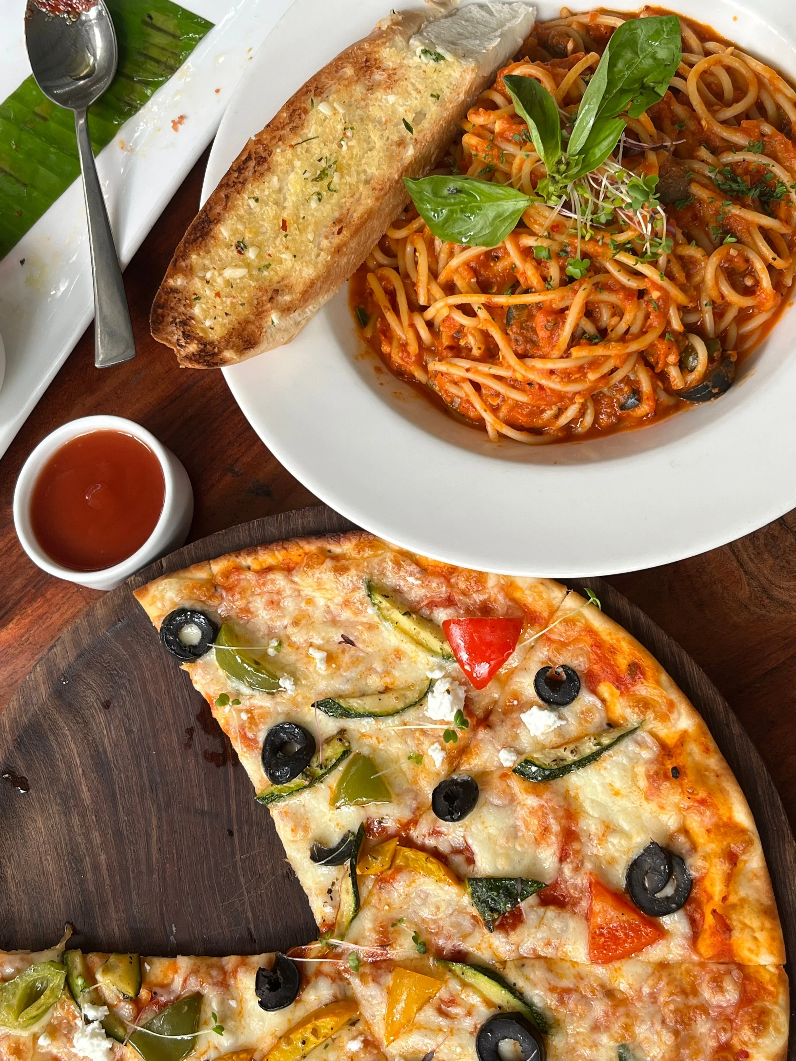 Italian pasta and pizza