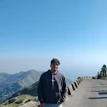 Photo shared by Kaushik Roy in their review: a traveller standing on a hill road with mountains behind