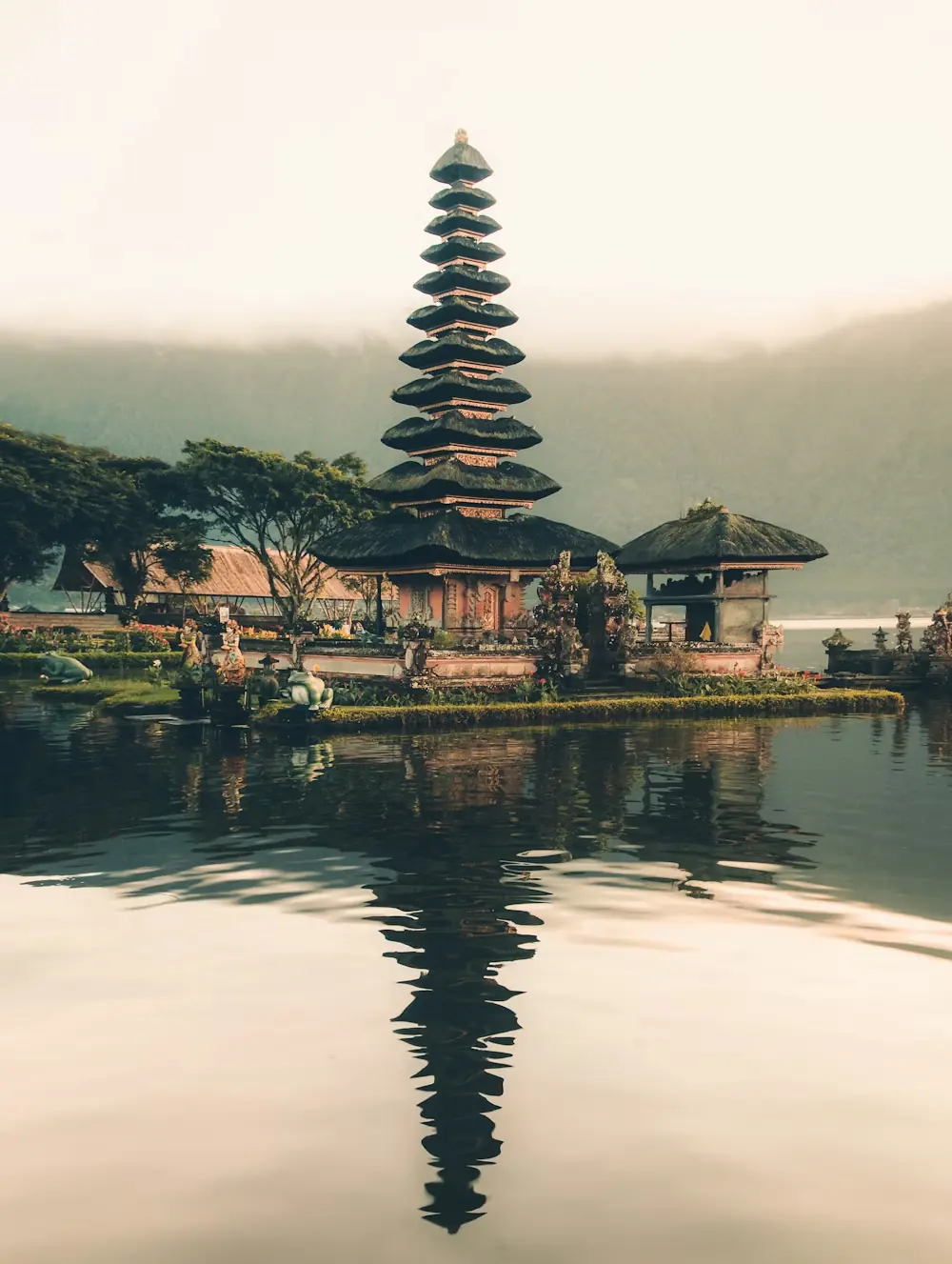 Indonesia tropical beach and temple